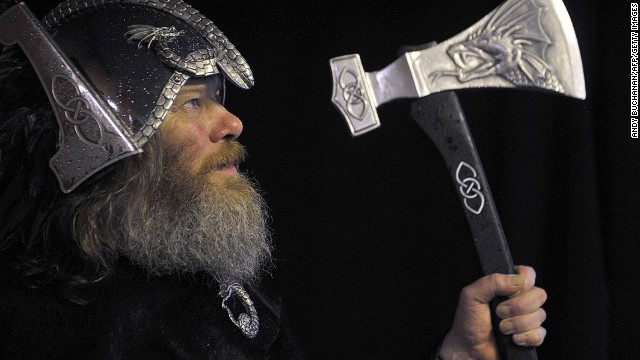 Up Helly Aa participants make their own weapons -- including battle axes and spears -- throughout the year.