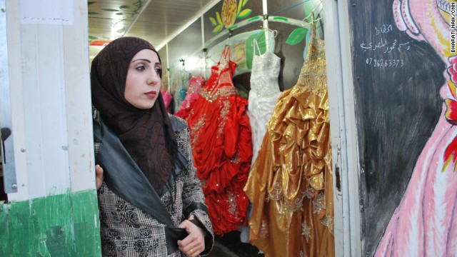 Rowaida Abu-Zaid used to own a salon in Syria. She now runs one of three wedding shops in Zaatari. In the summer she says she organizes up to four weddings a day.