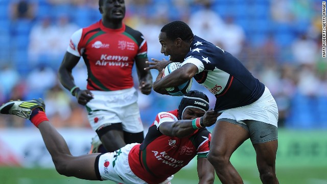 Isles is about to burst clear to score against Kenya during Gold Coast Sevens tournament in Australia last year. 