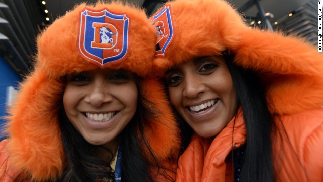 Denver Broncos fans were dressed for the chilly weather in New Jersey 