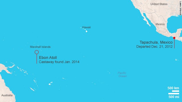 Map: Drifter found in Pacific