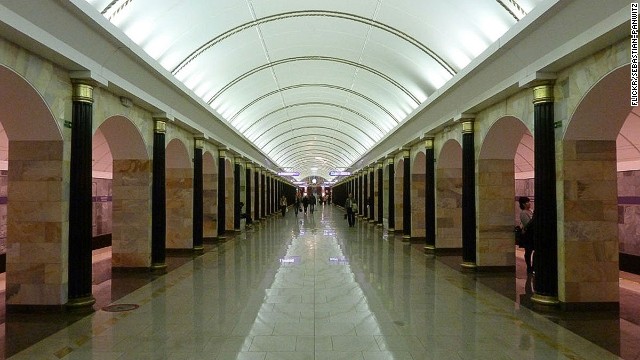 Russia's subway stations are among the world's most impressive. This 2011 addition skilfully blends classic and modern design. 