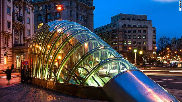 Called "Little Fosters" after their ubiquitous architect-creator, Norman Foster, these station entrances sum up Bilbao, Spain's, fondness for up-to-the-minute style.