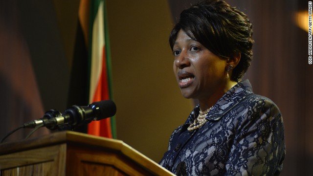 Mandela's granddaughter, Nandi Mandela, speaks during the funeral ceremony of Nelson Mandela in Qunu on December 15, 2013. She already received $300,137 and is bequeathed as many rands as required to set off the obligation.