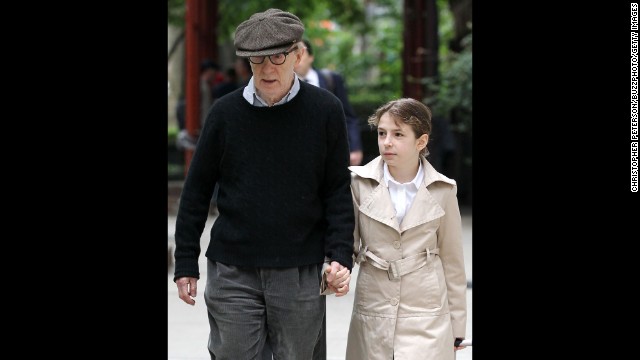 Woody Allen and wife Soon-Yi Previn are the parents of adopted daughter Manzie Tio Allen, shown here with her father in 2011 in New York.