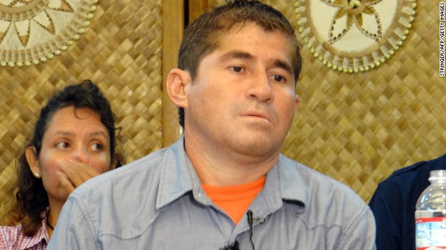 Jose Salvador Alvarenga attends a news conference in Majuro, Marshall Islands, on Thursday, February 6. Alvarenga, who is from El Salvador, said he spent 13 months lost in the Pacific Ocean, floating from Mexico to the Marshall Islands, which is about halfway between Hawaii and Australia.