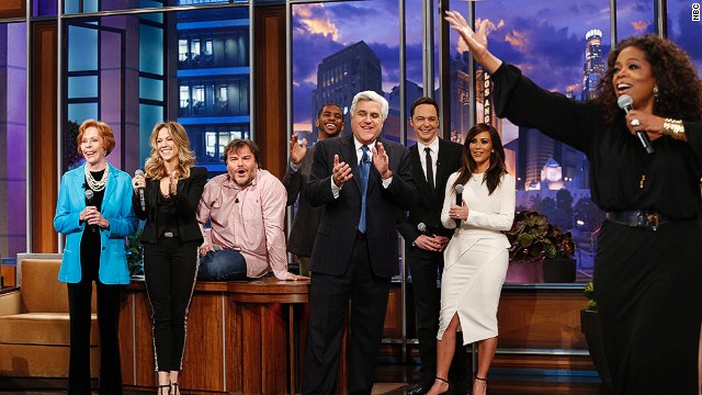 Leno hits a high note with Kim K., Oprah and more