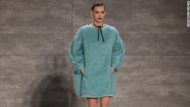 This is only the second time Zimmermann (by Aussie sisters Nicky and Simone Zimmermann) has shown at New York Fashion Week, but statement pieces like this fluffy, powder blue number are quickly making them a mainstay.