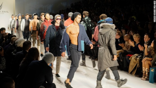 Models at Nautica re-emerge on the runway to conclude the show.