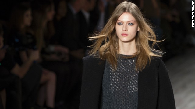 Jill Stuart incorporated a few outerwear pieces into her collection, like this black wool coat.