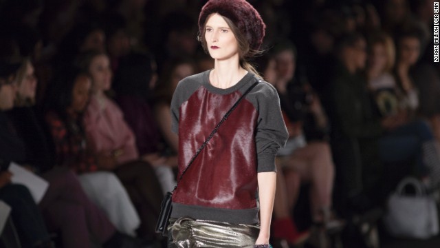 Rebecca Minkoff played around with luxe sweatshirts during her February 8 fashion show.