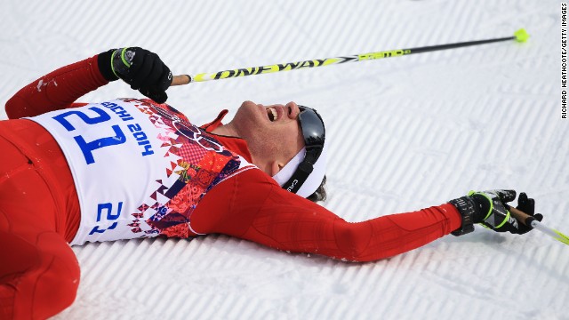 Dario Cologna of Switzerland won the men's skiathlon February 9.