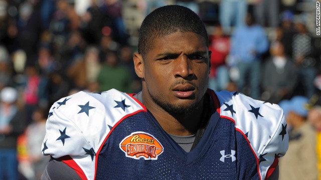 Former Missouri Tigers defensive end and 2014 NFL draft entrant Michael Sam tells ESPN and The New York Times on February 9 that he is gay. Sam is seen here before the NCAA Senior Bowl on Saturday, January 25, in Mobile, Alabama.