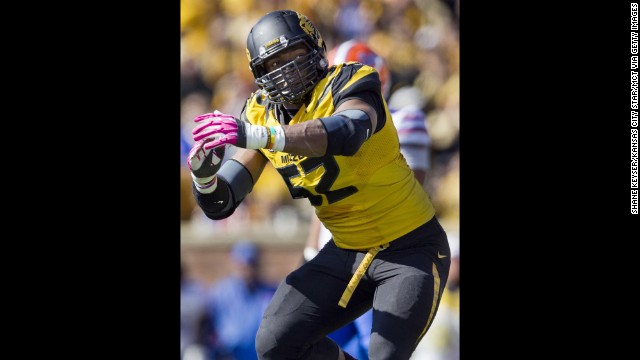 Sam celebrates a sack in the first half of a game against the Florida Gators on October 19. 