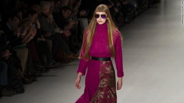 Hues of neon pink were incorporated into many of Custo Barcelona's looks, like this one.