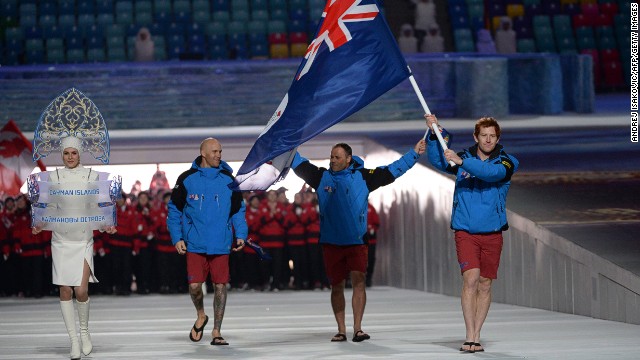 "It's a great honor to represent my country and there's a great sense of pride when everyone back home sees the Cayman Island flag," says skier Dow Travers, who had the honor of leading his tiny nation's delegation at the opening ceremony. 