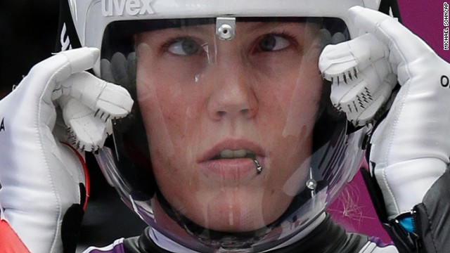 Alex Gough of Canada prepares for her first run in the luge on February 10.