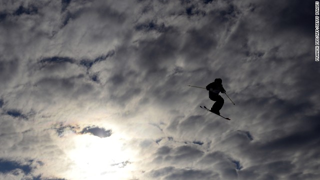 A skier competes in the women's slopestyle finals on February 11.