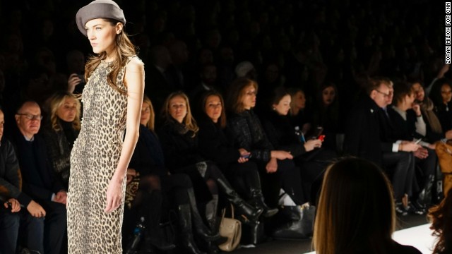 Leopard print was used in many pieces of Badgley Mischka's fall collection.