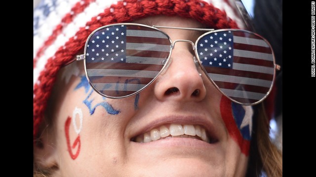 A supporter of American luger Erin Hamlin is pictured before the women's luge final February 11.