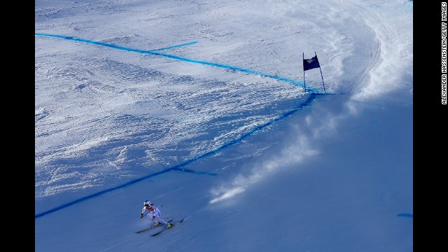 Julia Mancuso of the United States skis in the downhill on February 12.