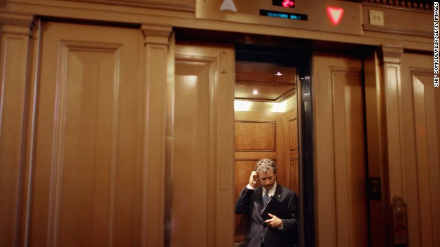 Sen. Rand Paul boards an elevator after attending a Republican caucus meeting in the Capitol in July 2011. 