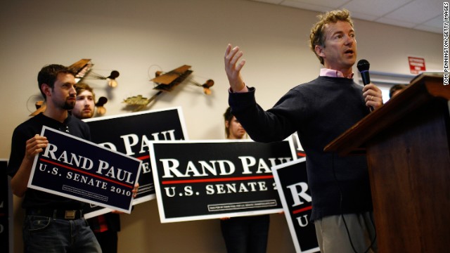 The Republican candidate for Senate speaks to hometown supporters during a campaign stop in Bowling Green, Kentucky in November 2010. 