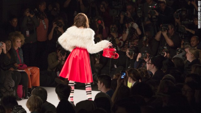 Keeping with the red-hot theme, Betsey Johnson worked with bright hues throughout her fall collection.