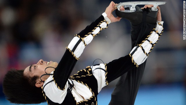 Figure skater Michael Christian Martinez of the Philippines performs during the men's individual competition on February 13.