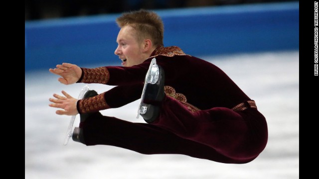 Swedish figure skater Alexander Majorov performs his short program during the men's individual competition on February 13. 