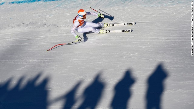 American skier Bode Miller competes in the men's super-combined on February 14.