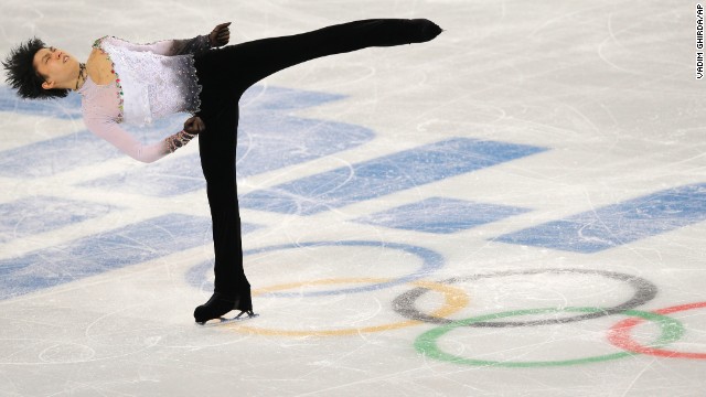 Japanese figure skater Yuzuru Hanyu performs his free skate during the men's individual competition February 14.