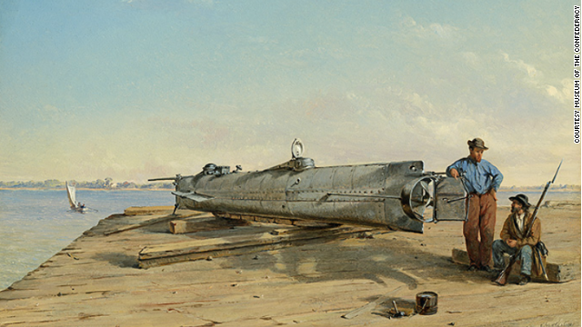 Click to expand: Conrad Wise Chapman made this contemporary painting of the H.L. Hunley.