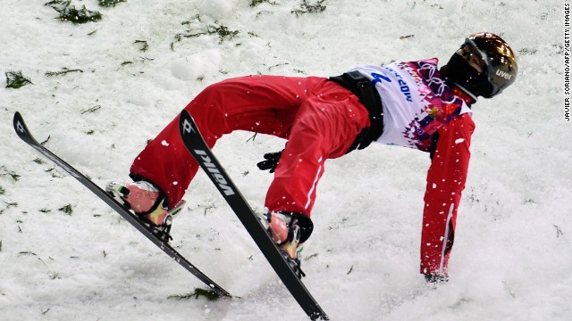 Silver medalist Xu Mengtao of China lands while competing in the women's aerials on Friday, February 14. 