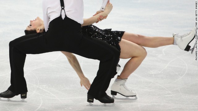 Canada's Scott Moir and Tessa Virtue compete during the ice dancing event on February 16.