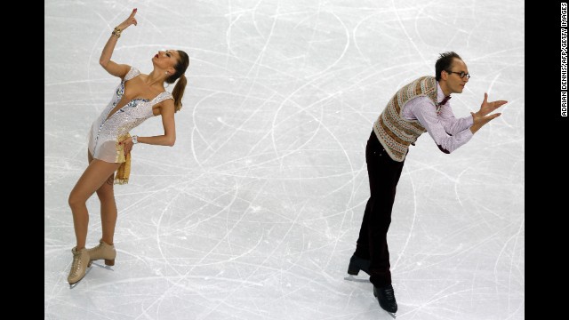 German ice dancers Nelli Zhiganshina and Alexander Gazsi perform on February 16.