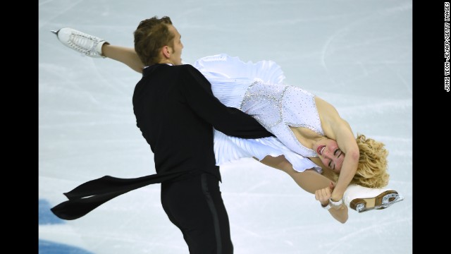 Lithuania's Deividas Stagniunas and Isabella Tobias compete in ice dancing on February 16. 