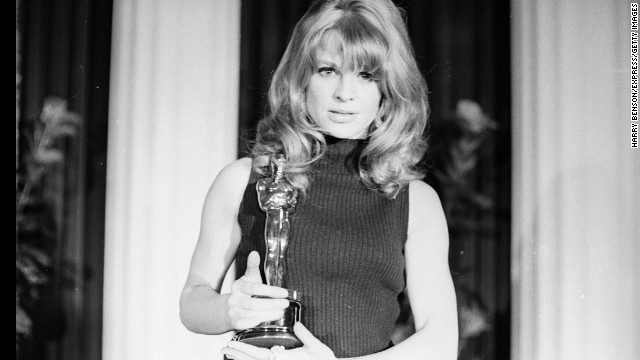 Julie Christie is seen with her Academy Award, which she won for her role in "Darling."