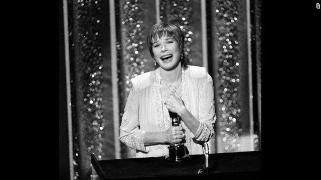 Shirley MacLaine accepts her Oscar in 1984. She won for her performance in "Terms of Endearment." 