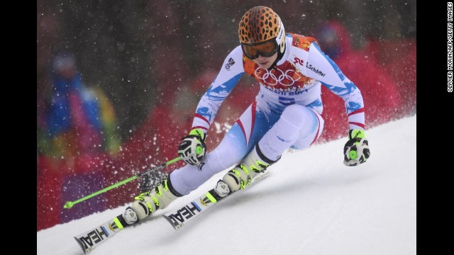 Austria's Anna Fenninger competes in the women's giant slalom on February 18.