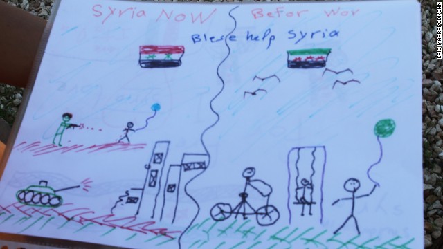 A Syrian child drew this image after arriving in Lampedusa.