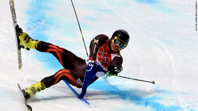 Pol Carreras of Spain is seen in action during the men's giant slalom.