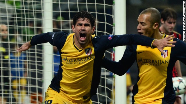 Diego Costa headed home an 83rd minute winner as Atletico Madrid claimed a 1-0 victory at AC Milan.