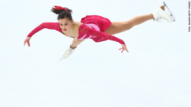 Anne Line Gjersem of Norway performs her free skate in the women's figure skating competition.