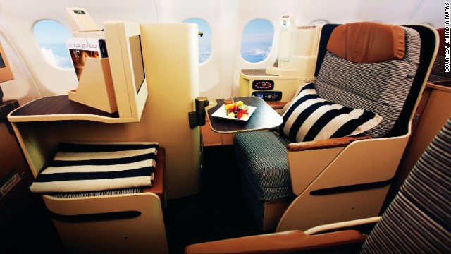<strong>5. Etihad Airways. </strong>Etihad's Pearl business-class cabin features 6-foot-1-inch flat beds with privacy shells and direct aisle access from every seat; food and beverage managers for each passenger; and thoughtful touches like mood lighting to help ease jet lag. 