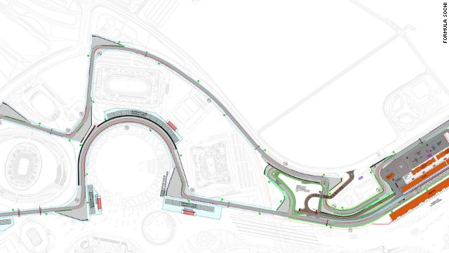 The new circuit will run in a clockwise direction and consists of 12 right and six left turns, including the long, circular corner around the central Olympic plaza which designer Hermann Tilke calls "the hardest corner in F1." Cars will accelerate from 80 miles per hour to 190 mph around the curve.