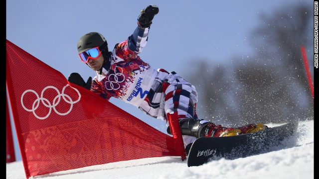 Russia's Vic Wild competes in the men's snowboard parallel slalom 1/8 finals on February 22. 