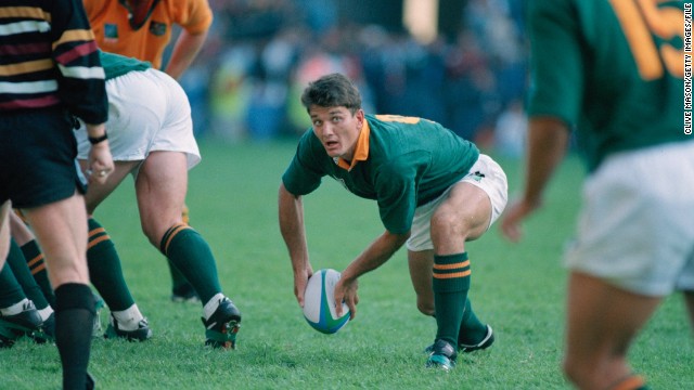 In 1995 Van der Westhuizen was part of the South Africa team which went down in sport history. The Springboks, led by captain Francois Pienaar, won the 1995 rugby World Cup final on home soil and were presented with the trophy by late president Nelson Mandela. It was a defining moment for the emerging, post-apartheid South Africa. The team's World Cup win was the inspiration for the movie "Invictus", starring Matt Damon as Pienaar and Morgan Freeman as Mandela.