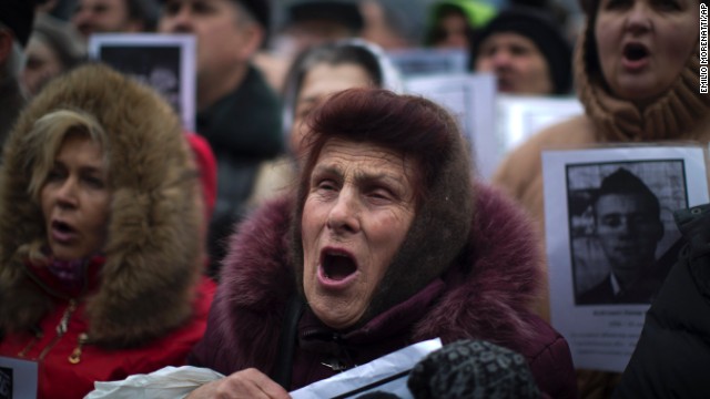 Demonstrators shout during a rally in Kiev's Independence Square on March 2.