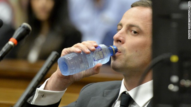 Pistorius takes a drink of water March 3 during his trial.